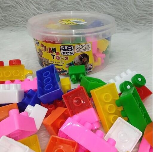 اسباب بازی لگو 48 قطعه سطلی خانه سازی اسباب بازی آجر بازی کودکان اسباب بازی لگو خانه سازی درشت اسباب بازی ساختنی بچگانه