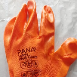 دستکش کف مواد برند پانا، PANA، نرم رنگ نارنجی سایز 10