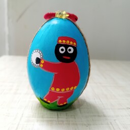 تخم مرغ سفالی نقاشی شده طرح حاجی فیروز رنگ ثابت دو رو