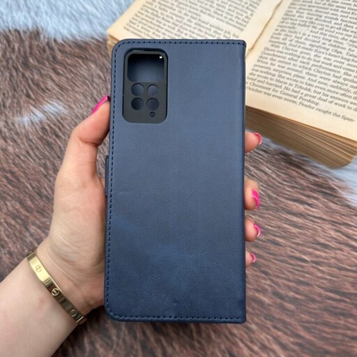 کیف گوشی Redmi Note 11 Pro 4G - Redmi Note 11E Pro 5G - Redmi Note 12 Pro 4G شیائومی چرم مگنتی جاکارتی سرمه ای کد 48501