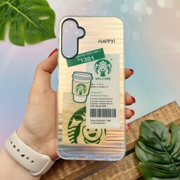 قاب گوشی Galaxy A14 4G - Galaxy A14 5G سامسونگ هولوگرامی لاکچری دور ژله ای طرح استارباکس Starbucks کد 32116