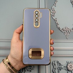 قاب گوشی Redmi Note 8 Pro شیائومی دبل متال مای کیس مگ سیف دور طلایی محافظ لنز دار شیشه ای رنگ آبی فیلی کد 19171