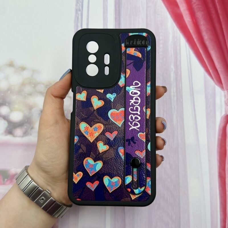 قاب گوشی Xiaomi Mi 11T - MI 11T Pro شیائومی چرمی سیلیکونی دستبندی اورجینال Fashion محافظ لنز دار طرح قلب رنگی کد 75179