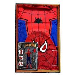 لباس مرد عنکبوتی اسپایدرمن 110 سانت مناسب سن 7 تا 8 سال سیکس پک دار شنل دار