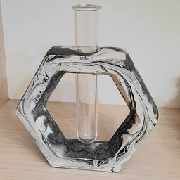 گلجای سنگ مصنوعی همراه لوله گلجا مدل شش ضلعی  طرح مرمر رنگ سیاه و سفید 