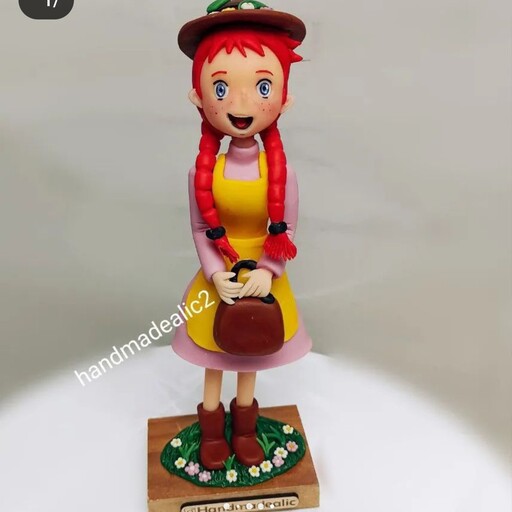 عروسک انشرلی با موهای قرمز شخصیت کارتونی ساخته شده با خمیر ایتالیایی وپلیمری قبول سفارش در انواع رنگ ومدل 