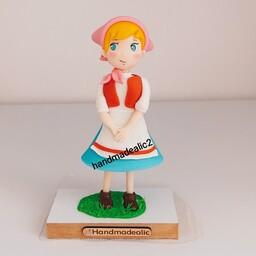 حنا دختری در مزرعه شخصیت  کارتونی ساخته شده با خمیر ایتالیایی وپلیمری قبول سفارش در انواع سایزومدل