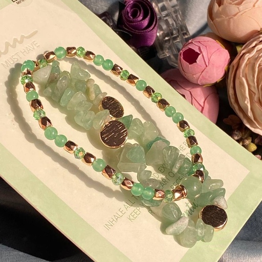پک دستبند دوتایی با سنگ طبیعی سبز بینظیر برای کادو تولد