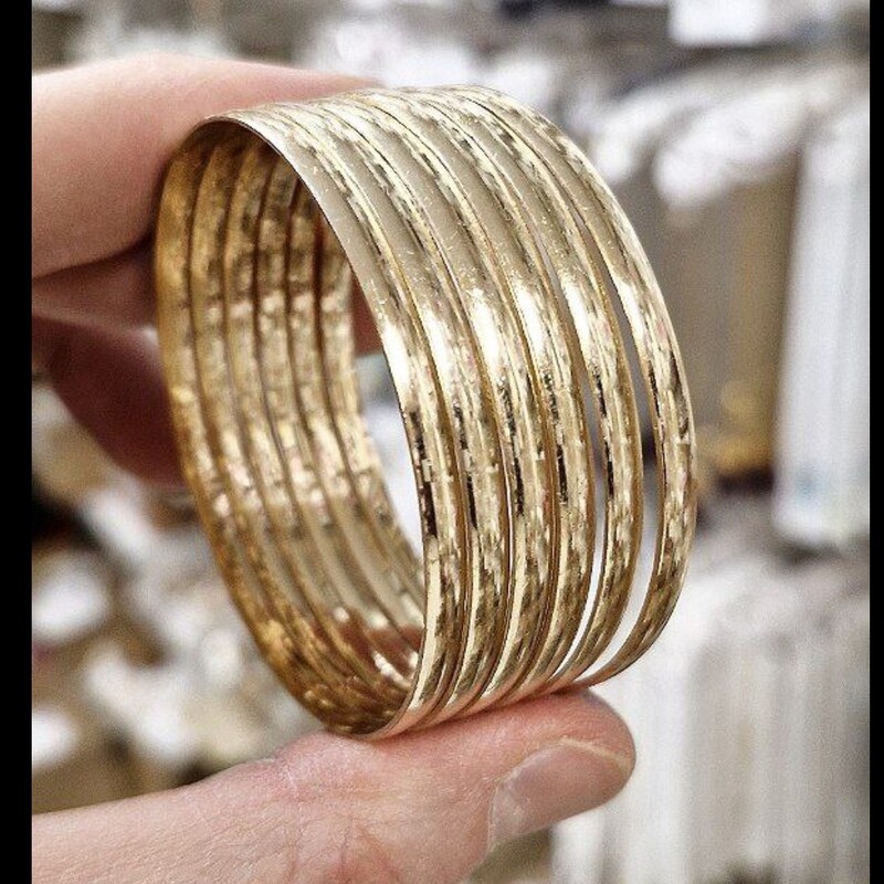 پک 6 تایی النگو دامله آینه ای طلا روس شش میل طرح طلا  رنگ ثابت ارسال رایگان