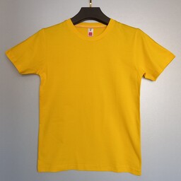 تیشرت ساده مردانه یقه گرد آستین کوتاه رنگ زرد