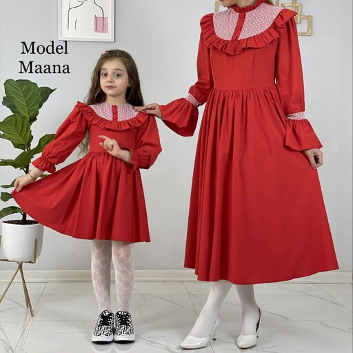 پیراهن زنانه قابل ست کردن مادر و دختر دارای سه یایزبندی در 5 رنگبندی با ارسال رایگان 
