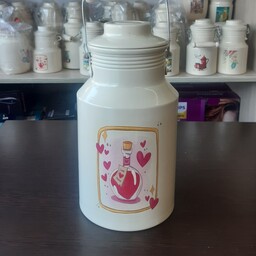 سطل شیر  روحی  6 لیتری - بانکه - ظرف روغن یکتا هوم رنگ کوره و دسته چوبی