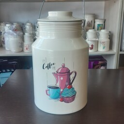 سطل شیر  روحی فانتزی 10 لیتری - بانکه - ظرف روغن یکتا هوم رنگ کوره و دسته چوبی