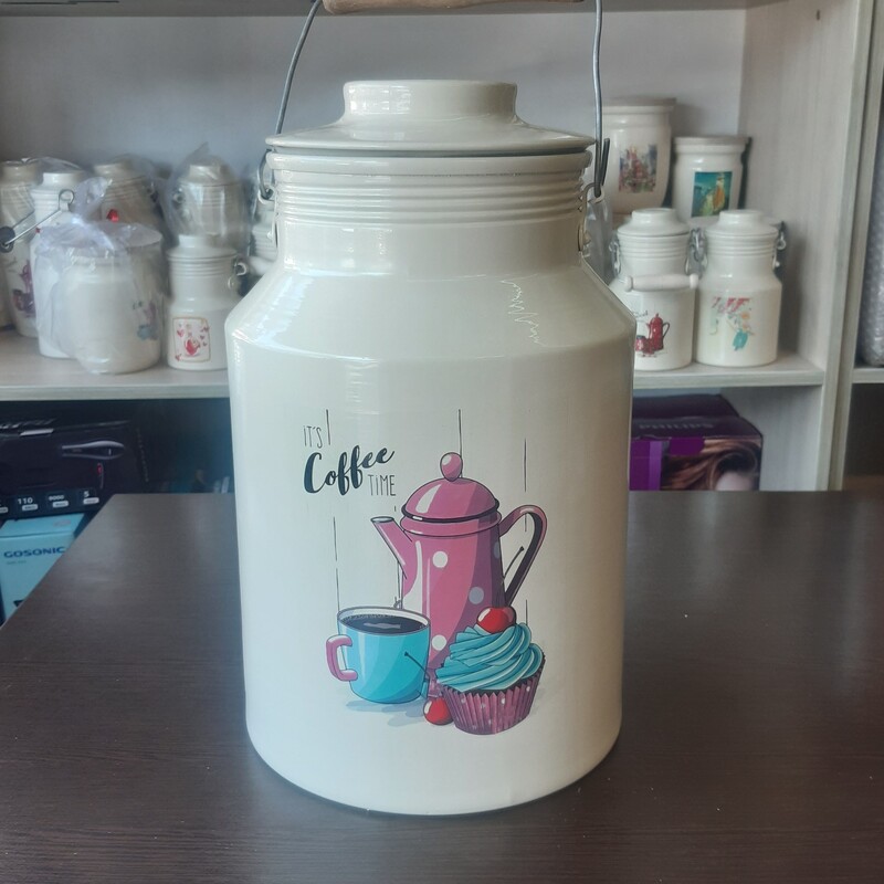 سطل شیر  روحی 10 لیتری - بانکه - ظرف روغن یکتا هوم رنگ کوره و دسته چوبی