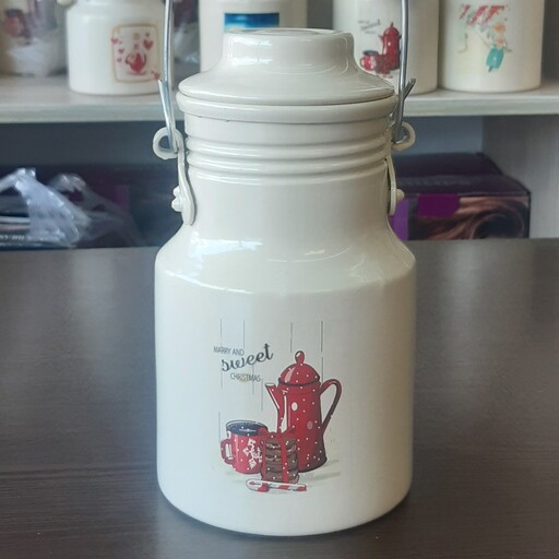 سطل شیر  روحی 0.5 لیتری - بانکه - ظرف روغن یکتا هوم رنگ کوره و دسته چوبی 