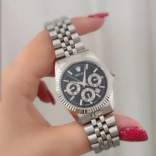 ساعت مردانه رولکس Rolex طرح سه موتوره صفحه مشکی 