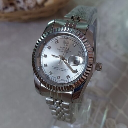 ساعت ست زنانه مردانه رولکس Rolex نقره ای صفحه سفید 