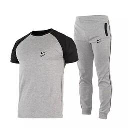 ست  تیشرت و شلوار مردانه آستین کوتاه Nike ساده یقه گرد