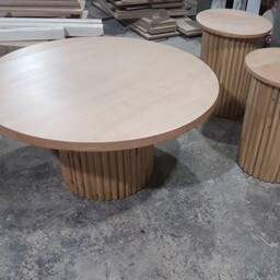 میز جلو مبلی گرد   چوبی   صفحه روکش چوب راش 