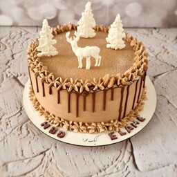کیک تولد با شکلات شره ای و خامه شکلاتی تم زمستانی ارسال پس کرایه