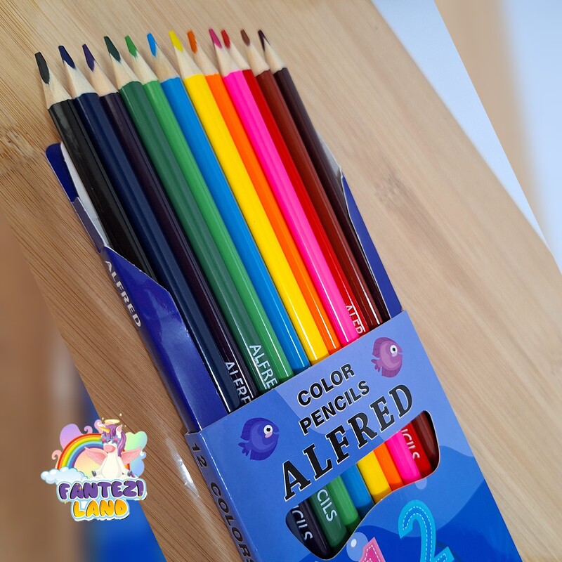 مداد رنگی 12 تایی برند آلفرد طرح پری دریایی و اقیانوس