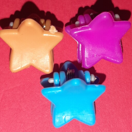  مینی کلیپس کوچک شمعی ستاره در پک های 3 عددی رنگ های شاد 