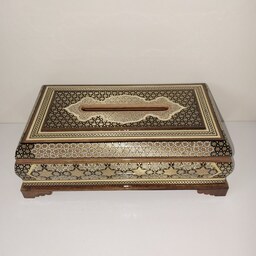 جعبه دستمال کاغذی خاتم تاج دار توپی اعلا و زیبا کار دست استاد کاران هنرمند اصفهانی 