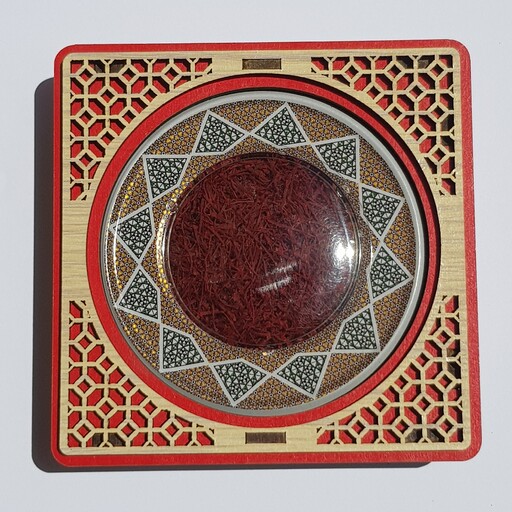 زعفران سرگل 4گرمی مدل  خاتم طرح چوب مخصوص هدیه