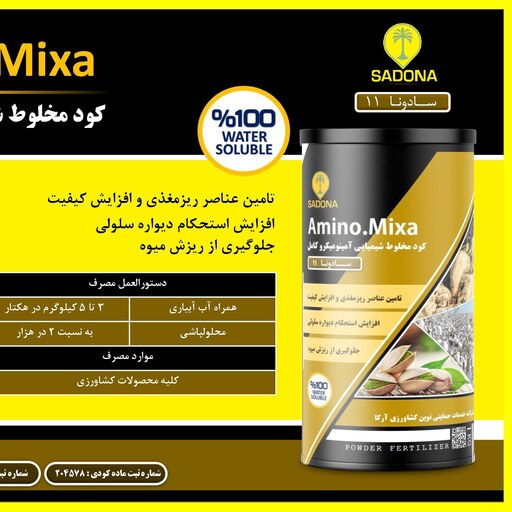 کود مخلوط شیمیایی آمینو میکسا (Amino.Mixa) (آمینواسید و ریزمغذی ها) در بسته بندی یک کیلویی 