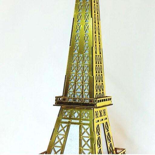 آباژور 73 سانتی برج ایفل مونتاژ شده طلایی براق و نقره ای براق