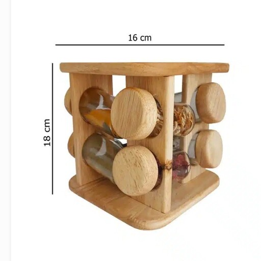 ست جا ادویه ای 8تایی چوبی گردان(صفحه مربع)