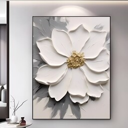 تابلو نقاشی برجسته و دکوراتیو گل سفید 