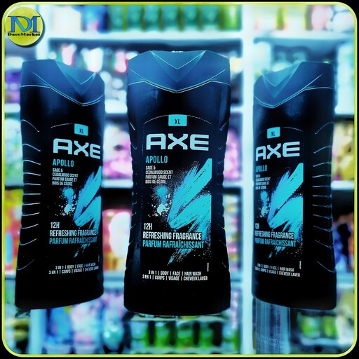 شامپو سر و صورت و بدن اکس با رایحه چوب سدر و گل مریم 12 ساعت شاداب و طراوت (400میل) shampoo axe hair and face and Body 