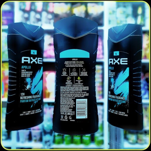 شامپو سر و صورت و بدن اکس با رایحه چوب سدر و گل مریم 12 ساعت شاداب و طراوت (400میل) shampoo axe hair and face and Body 