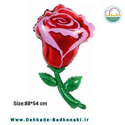 بادکنک فویلی گل رز قرمز لب صورتی
