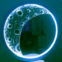 تابلو ماه آینه قطر 50 جنس بیس چوب ام دی اف برجسته کاری شده با خمیر تکسچر