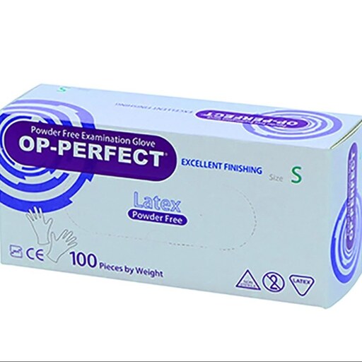 دستکش لاتکس 100عددی OP-PERFECT  سایزکوچک(SMALL)