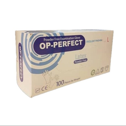 دستکش لاتکس 100عددی OP-PERFECT  سایز بزرگ(LARGE)