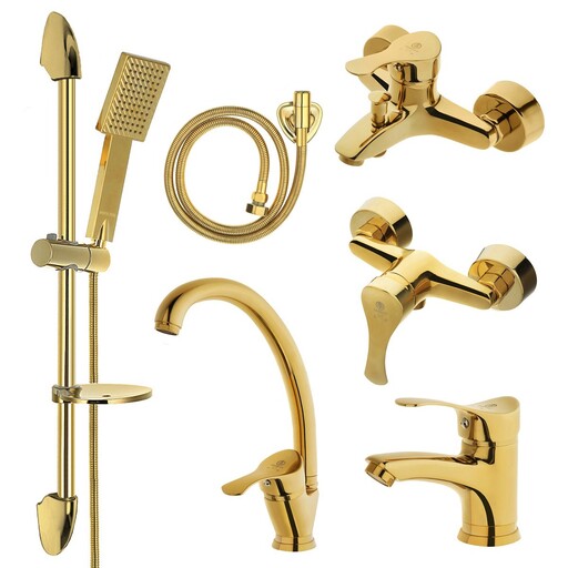 ست شیرالات زحل (مدل آیلار طلایی)به همراه علم یونیکا حمام 