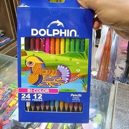 مداد رنگی 24 رنگ دو سر  dolphin 