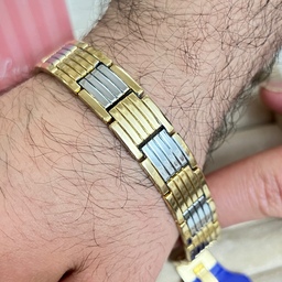 دستبند رولکسی استیل آبکاری طلای رنگ ثابت مردانه و زنانه برابر با اصل طلا کد 12