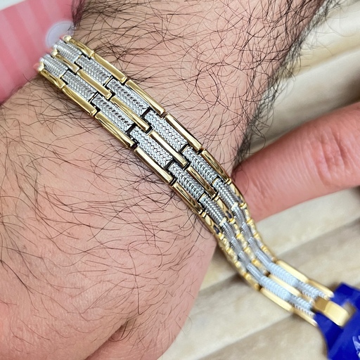 دستبند رولکسی استیل آبکاری طلای رنگ ثابت مردانه و زنانه برابر با اصل طلا کد 15