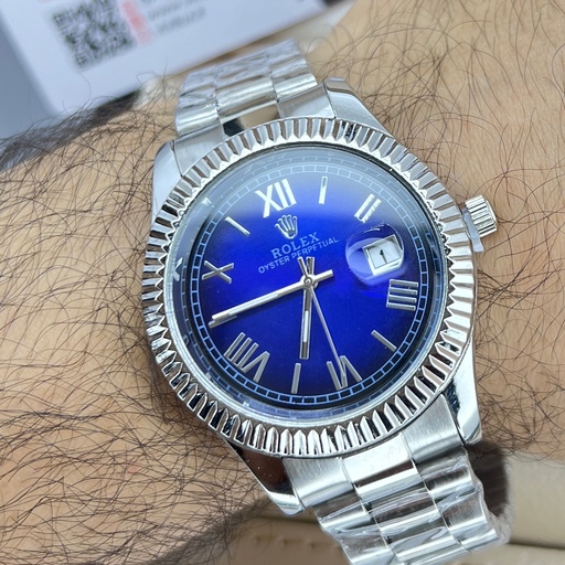 ساعت رولکس مردانه صفحه آبی استیل ایندکس یونانی خاص و کمیاب Rolex