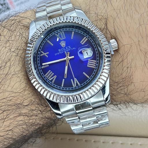 ساعت رولکس مردانه صفحه آبی استیل ایندکس یونانی خاص و کمیاب Rolex