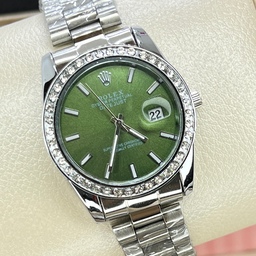 ساعت رولکس صفحه سبز دور نگین قاب متوسط زنانه و مردانه خاص Rolex