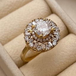 انگشتر زنانه جواهری طلاروس رنگ ثابت برابر با اصل طلا