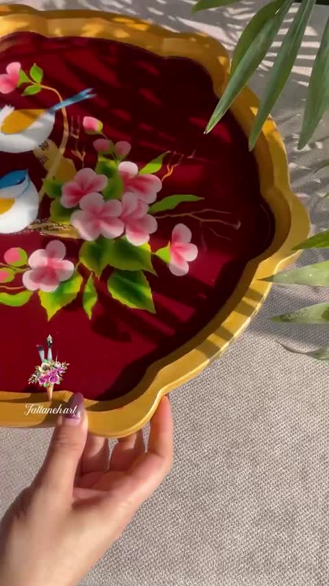 سرویس پذیرایی سینی سه تکه مدل همدم تماما نقاشی با دست