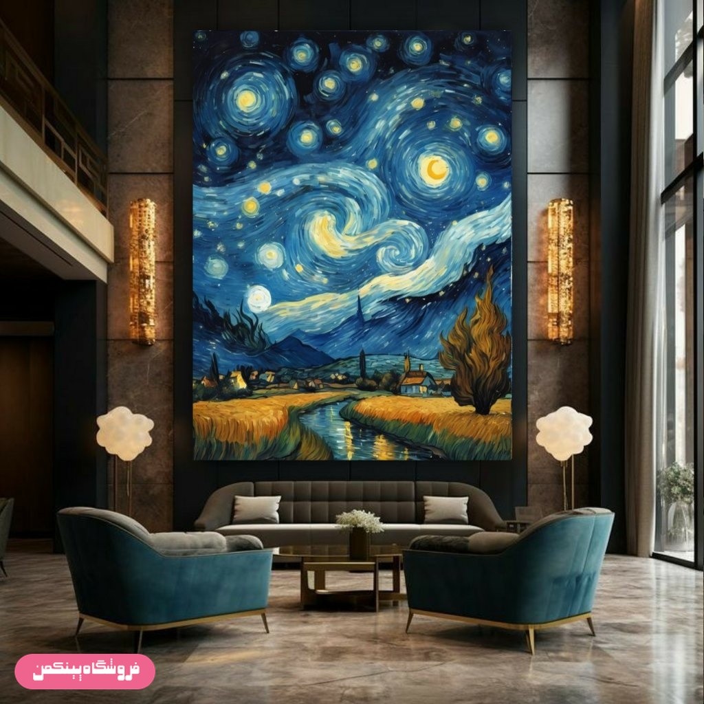 پوستر پینکمن طرح نقاشی ونگوک مدل شب پر ستاره کد Jm830