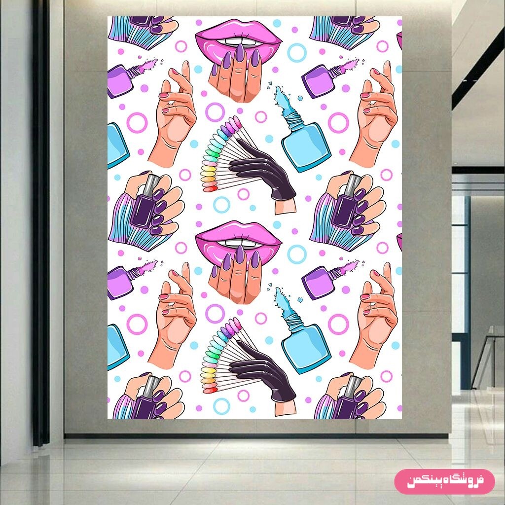 پوستر پینکمن طرح کاشت ناخن و لاک طرح آرایشگاه زنانه کد Jm107491