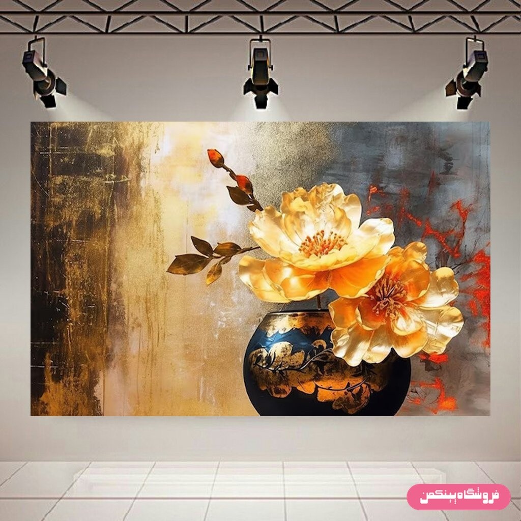 پوستر پینکمن طرح گلدان زیبا طرح گل طلا کد Jm104187